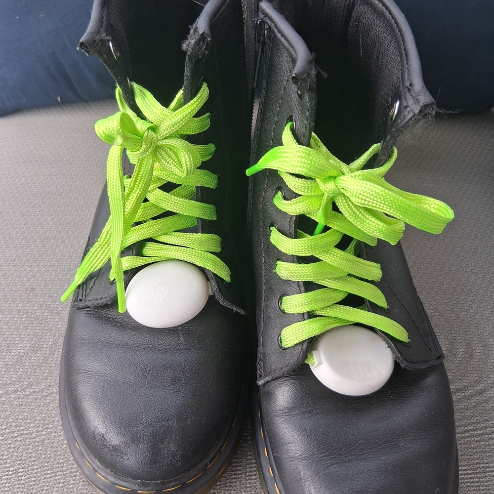 Dr. Martens Kids Black Boots with Bright Green Laces